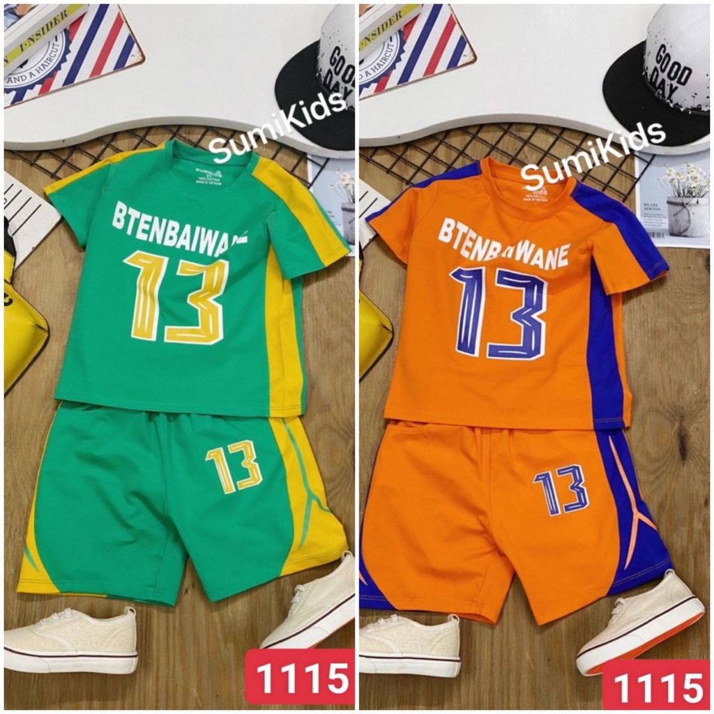 Sumikids .Bộ trai phong cách thể thao số 13 màu cam xanh10kg-55kg