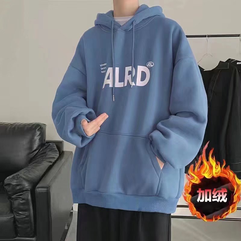 Áo Khoác Hoodie Dáng Rộng Tay Dài Phối Nhung Kiểu Nhật Bản Thời Trang Mùa Thu Năm 2021 Cho Nam