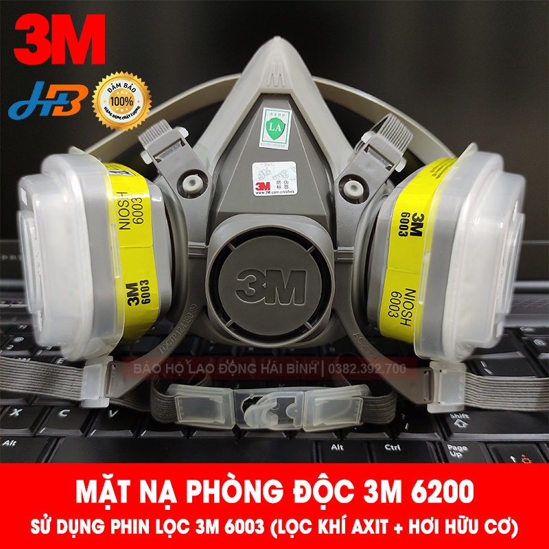 [CHÍNH HÃNG] Mặt nạ phòng độc, chống độc - Mặt nạ phun sơn, phun thuốc trừ sâu, chống hóa chất, chống bụi 3M 6200