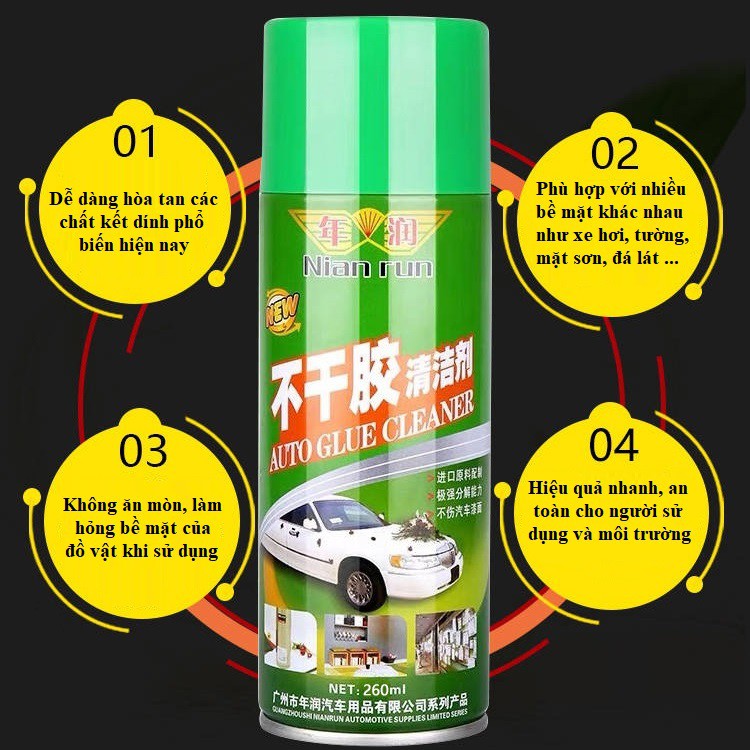 Chai xịt vệ sinh tẩy keo băng dính nhựa đường cho ô tô xe máy - Dung dịch phá keo - Dung dịch tẩy keo nhựa đường