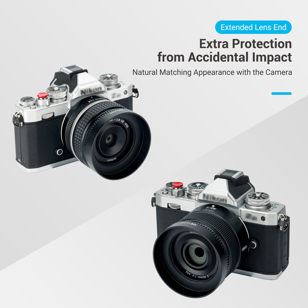 JJC LH-N52 Nắp che ống kính bằng kim loại cho Ống kính Nikon Nikkor Z 28mm f/2.8, Nikon Nikkor Z 28mm f/2.8 (SE),  Nikon Nikkor Z 40mm f/2