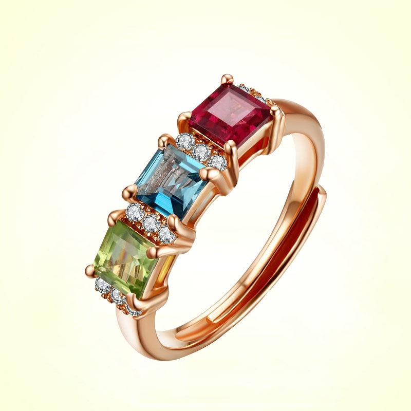 Aifei Jewellery Women Ring Mosaic Diamond 925 Sterling Silver 18K Rose Gold Plating R392
