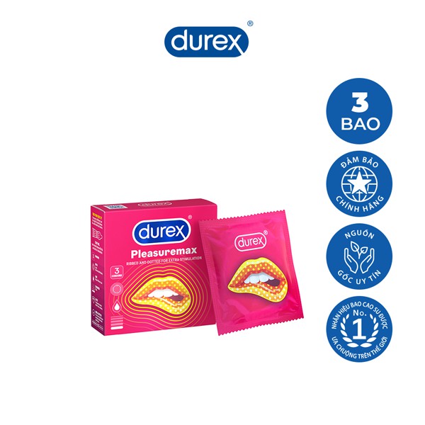 Bao cao su Durex Pleasuremax (hộp 3 bao)