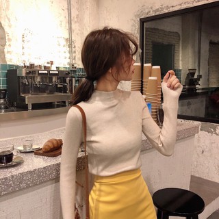 Áo len giữ nhiệt cho nữ thu đông dài tay cổ 3 phân dày dặn momome