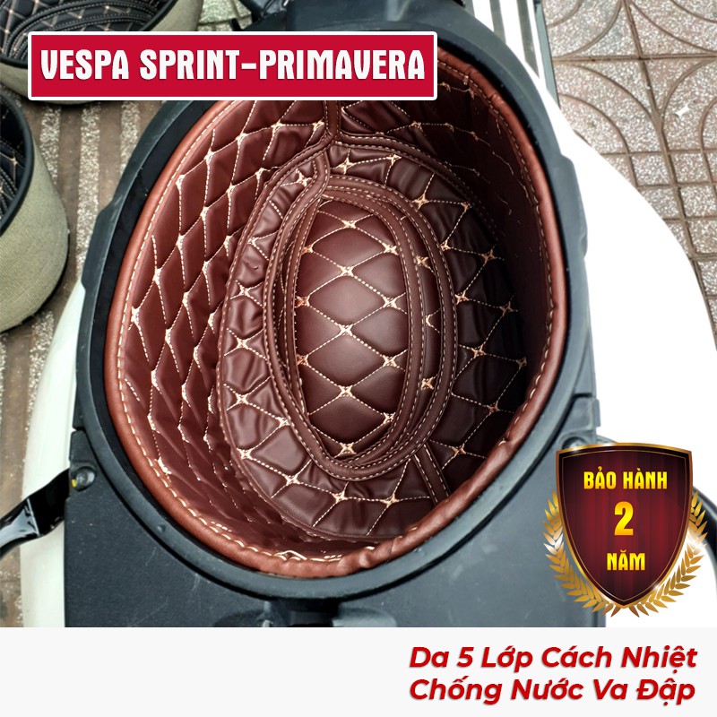 Lót cốp da 5 lớp xe VESPA SPRINT (Đen Chỉ Vàng Đồng) - cách nhiệt bảo hành 2 năm