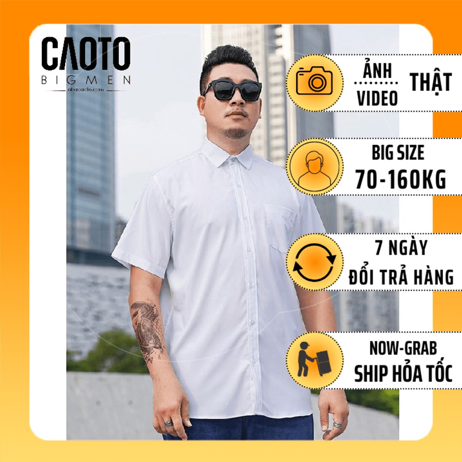 Áo Sơ Mi Trơn Big Size Nam Ngắn Tay Trắng – HÀNG CHÍNH HÃNG Size 2XL 3XL 4XL 5Xl 6XL 7XL 8XL