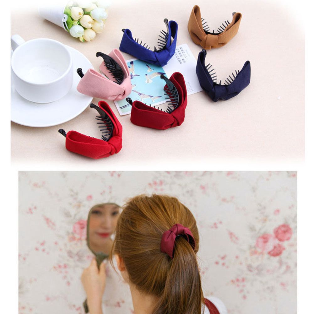 Kẹp tóc càng cua trang trí nơ vào màu trơn ngọt ngào và thời trang cho nữ