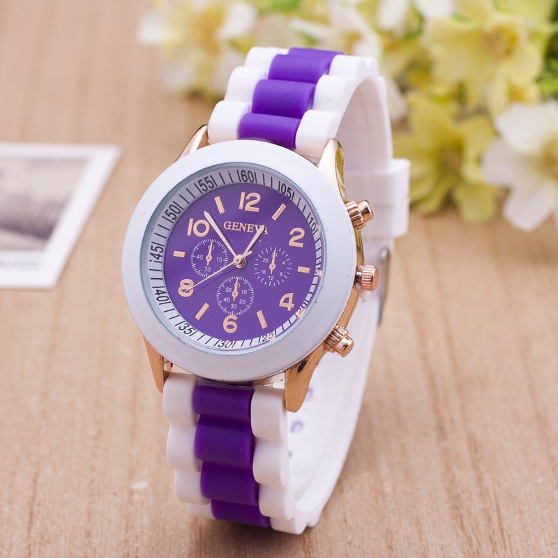 Đồng hồ thời trang nữ GENEVA chính hãng, dây silicon mềm dẻo đeo êm tay, nhiều màu dể phối đồ ( Mã: AKM02 )