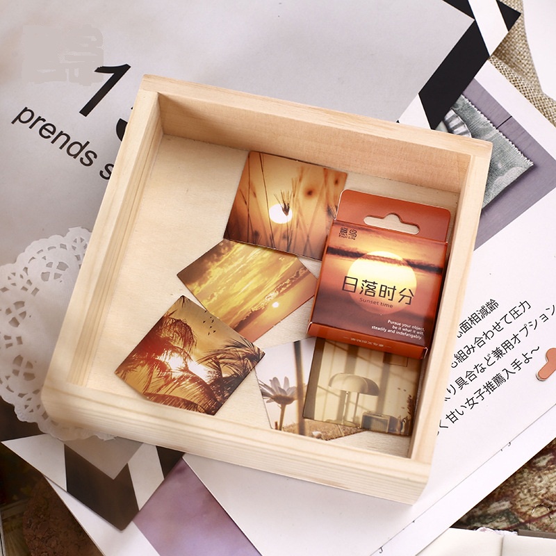 Hộp 46 sticker dán Chiều hoàng hôn trang trí sổ tay bullet journal ST452