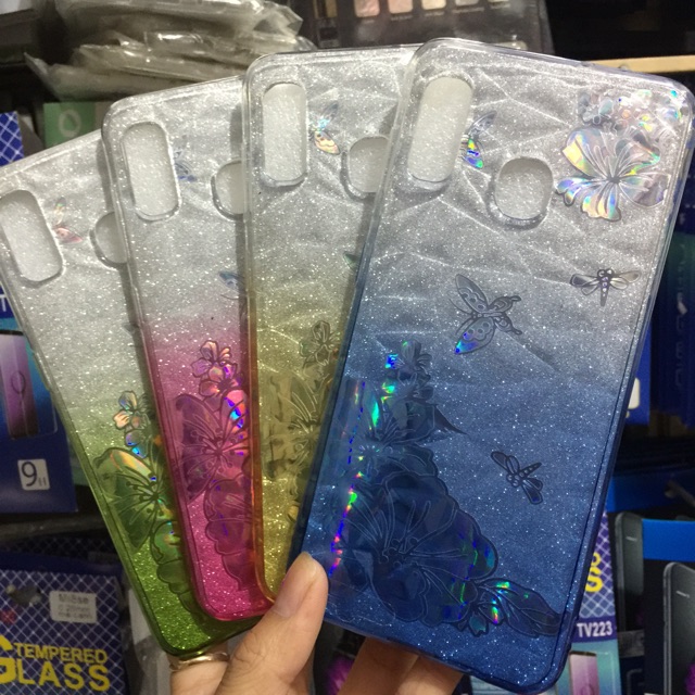 Ốp lưng galaxy A30 dẻo 3D kim tuyến hoa cực đẹp