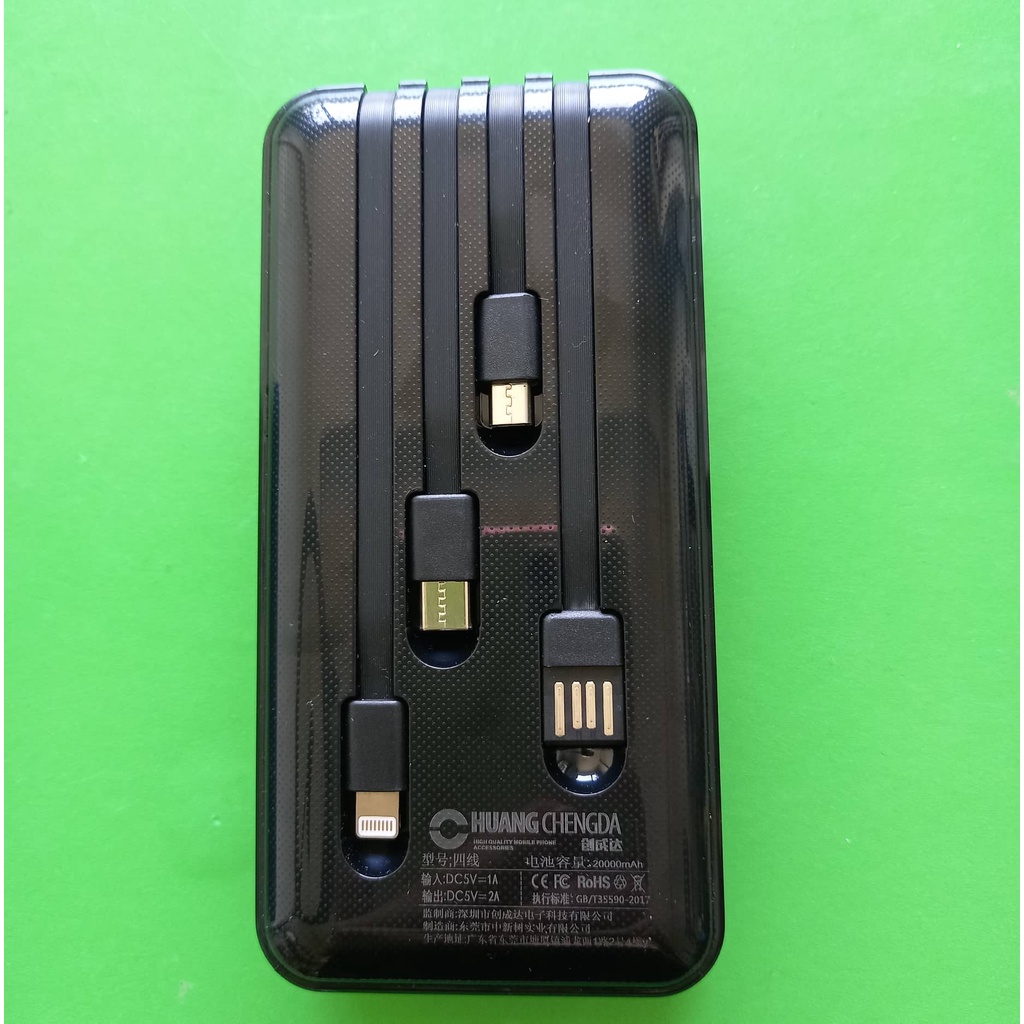 Sạc dự phòng 20000mah có 3 đầu sạc và 1 đầu găm usb