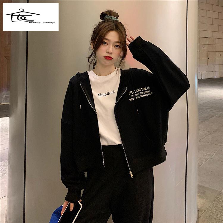 Bán Chạy ~ Áo Khoác Cardigan Có Mũ Trùm Dáng Rộng Thoải Mái Dễ Phối Đồ Phong Cách Hàn Quốc