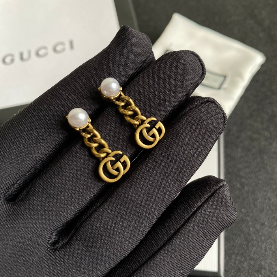 Khuyên tai hình logo Gucci bằng bạc 925 dạng treo thời trang Hàn Quốc đơn giản cho nữ