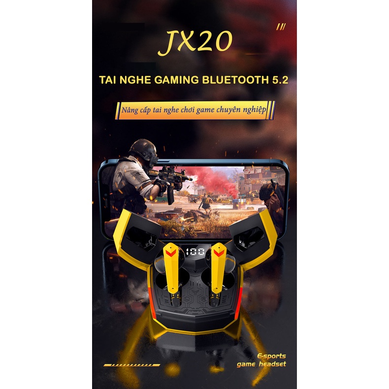 Tai Nghe Gaming Bluetooth 5.3 JX-20 TWS Tai Nghe Chơi Game Không Dây Có Mic Tai Nghe Nhét Tai Siêu Xe - Độ Trễ Cực Thấp