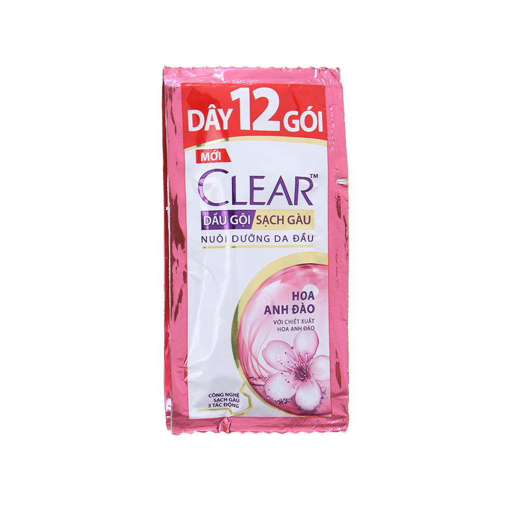 COMBO 6 Dây Dầu gội sạch gàu Clear hoa anh đào 5.8ml x 12 gói