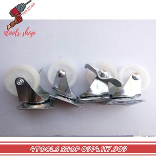 [Loại tốt] Bánh xe đẩy hàng, Bộ 4 bánh xe nhựa trắng 4cm XOAY 360°- Dùng để hỗ trợ vận chuyển rất hiệu quả
