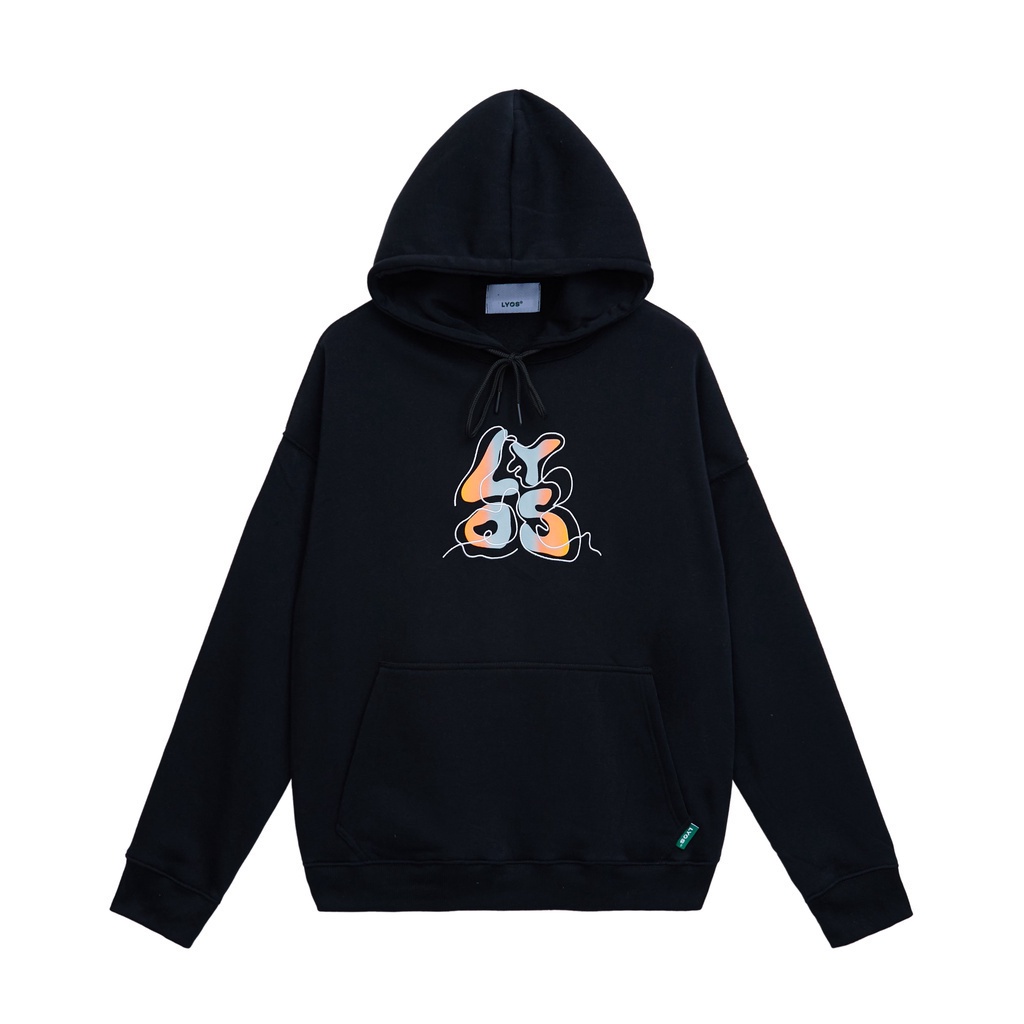 Áo Nỉ Hoodie LYOS Gradient Liquid Xanh/ Đen