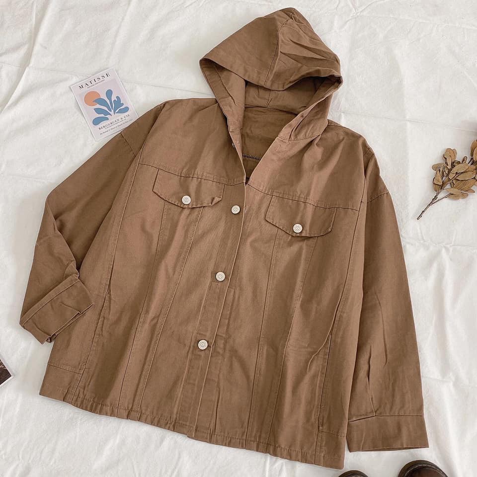 Khoác kaki nâu nút bấm có nón- leda | BigBuy360 - bigbuy360.vn