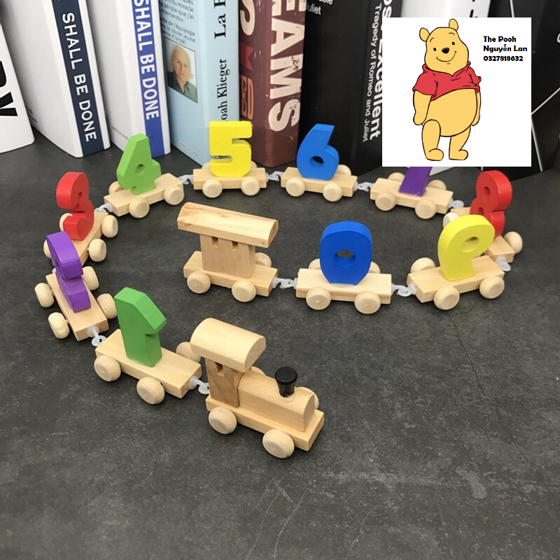 Đoàn tàu số - đồ chơi giáo dục gỗ an toàn (loại đẹp)- The Pooh