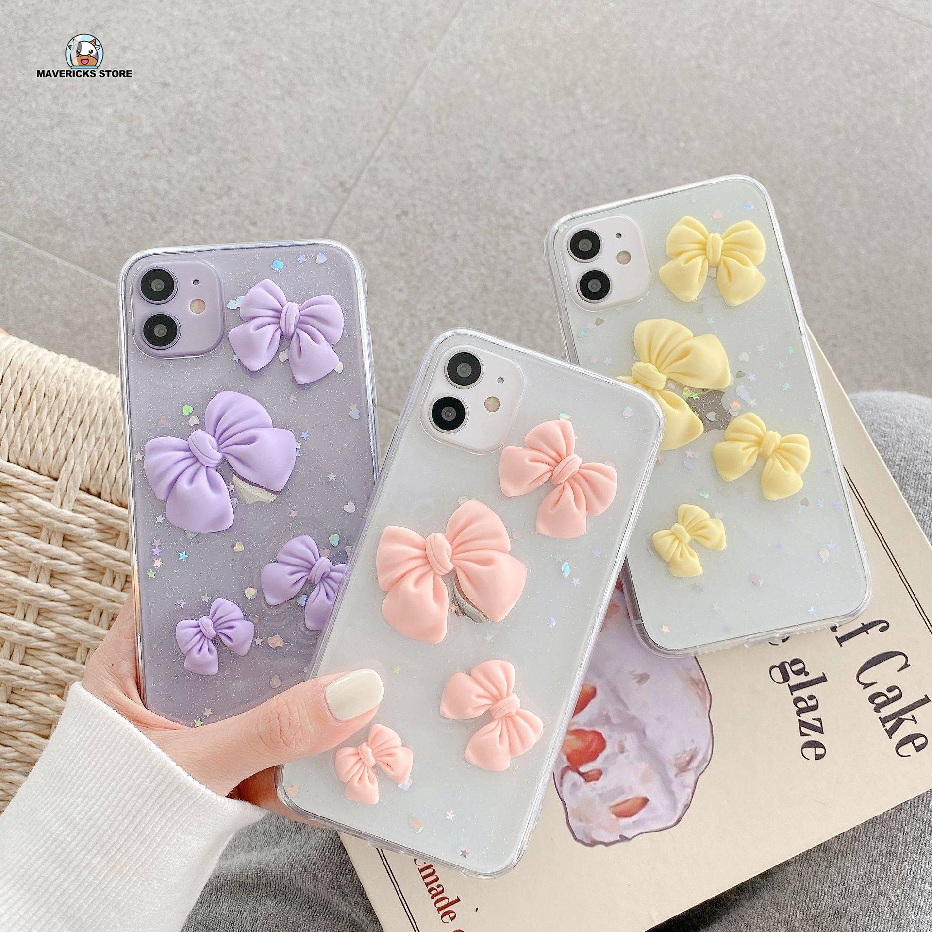 Candy colors bow iPhone case for 11/12/Pro/Max/xs/7p/8Plus/12mini