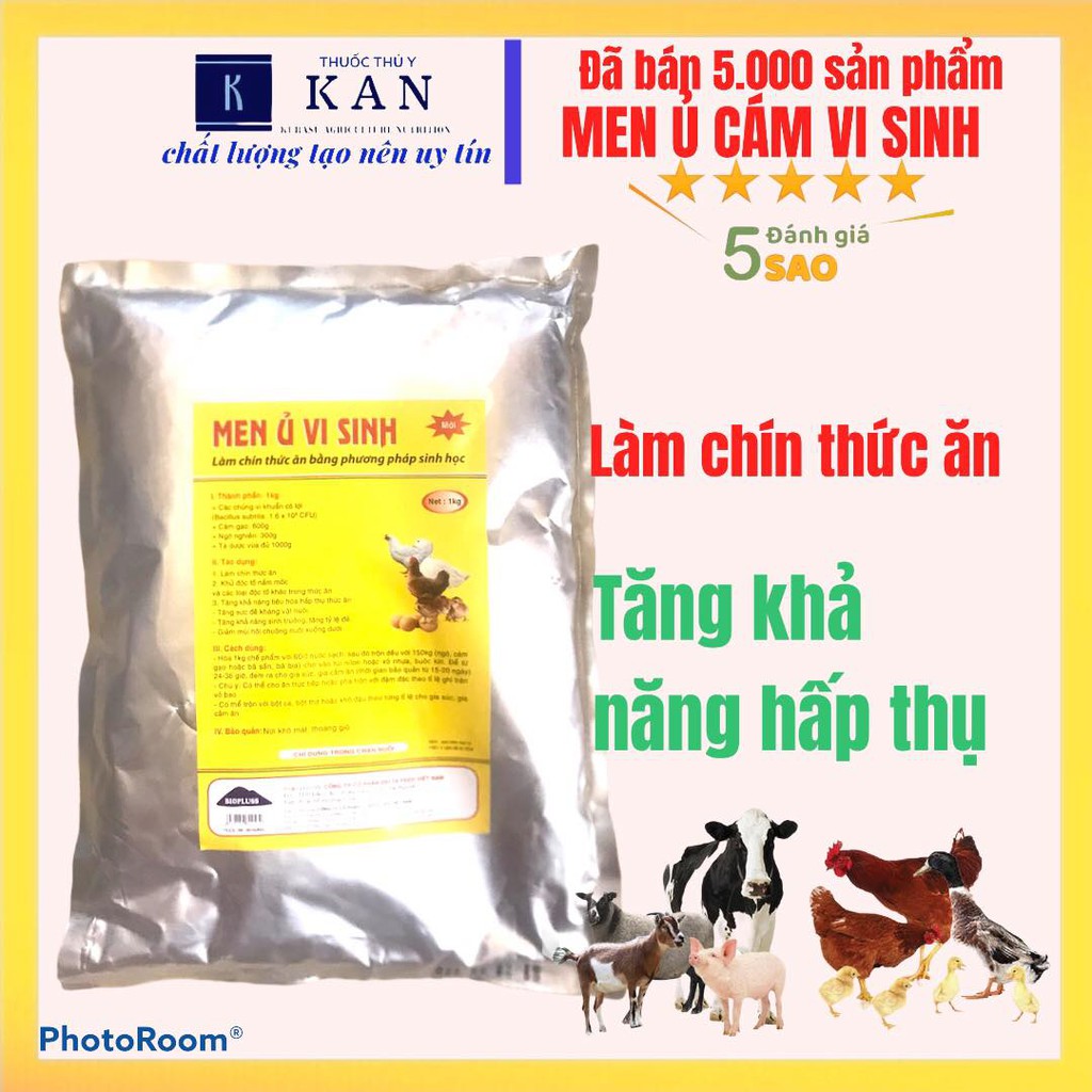 Men ủ cám vi sinh làm chín thức ăn, tăng khả năng tiêu hóa cho gia súc, gia cầm gói 1kg