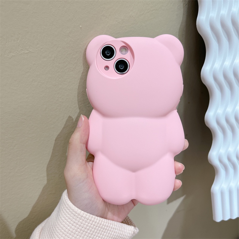 Ốp Điện Thoại Mềm Hình Gấu 3D Màu Kẹo Cho iPhone 13 Pro Max 12 11