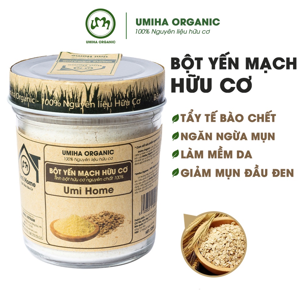 Bột Yến Mạch hữu cơ UMIHOME nguyên chất 135G -  Đắp mặt dưỡng da tươi sáng, làm trắng da, chống nám, giảm thâm