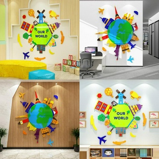 Tranh mica 3d dán tường các mẫu tranh trái đất của chúng ta, trang trí mầm non, mẫu giáo, khu vui chơi