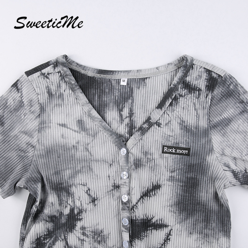 Áo Thun Nữ Ngắn Tay Cổ Chữ V In Hình Màu Mực Thời Trang 2021 | BigBuy360 - bigbuy360.vn