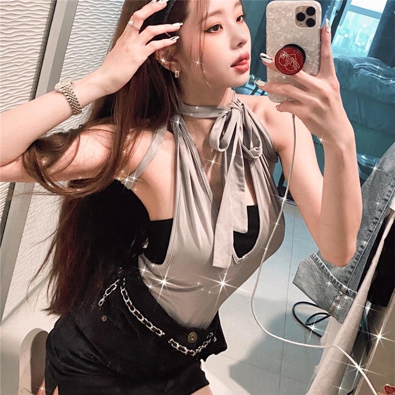 Phụ Nữ Sexy Hở Lưng Cổ Chữ V Bodysuit D0314