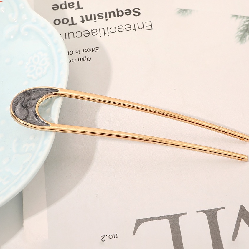 Trâm cài tóc kim loại hình chữ U phong cách thanh lịch