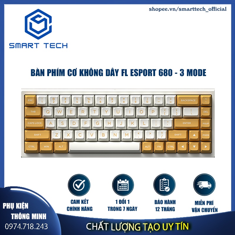 Phím cơ không dây FL-Esports FL680 SAM Banana led RGB/ Bluetooth / Wireless 2.4Ghz / Gateron Cap Switch