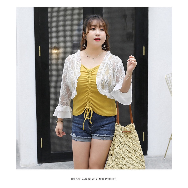 AY504 Áo choàng ren nữ cho người mập hàng nhập