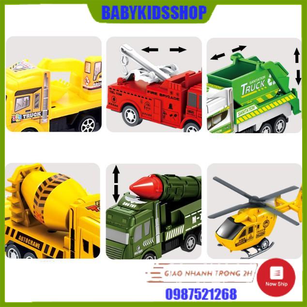 Đồ chơi bộ hộp sét 6 món ô tô máy bay chạy cót xin xò cho bé