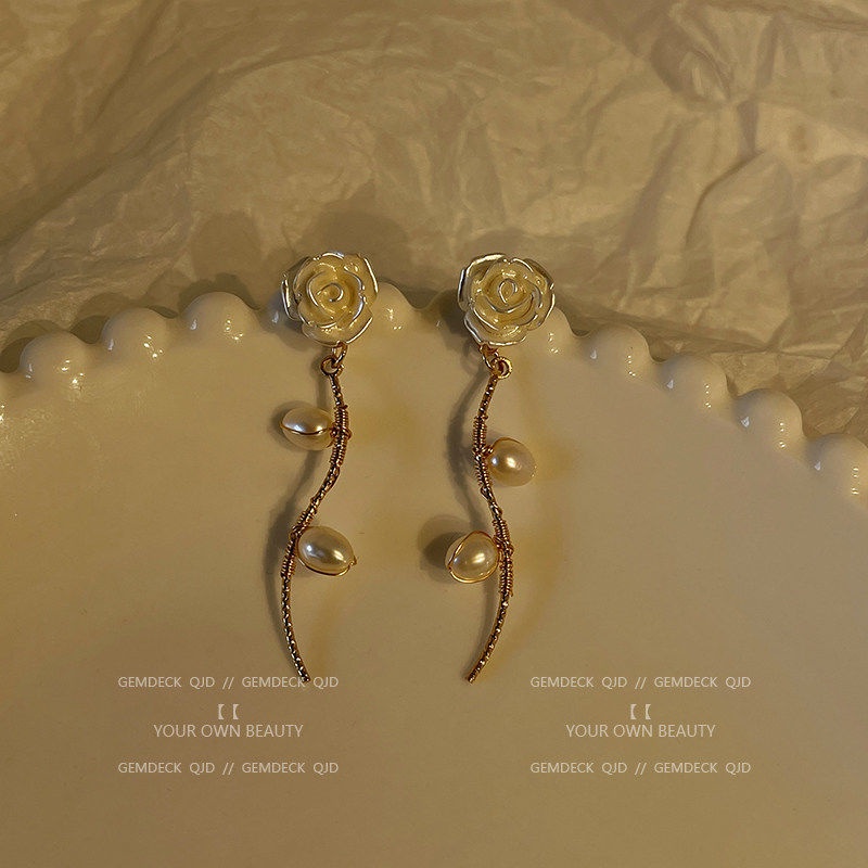 Bông Tai Mạ Bạc 925 Đính Ngọc Trai Nhân Tạo Phong Cách Retro Hàn Quốc 2022