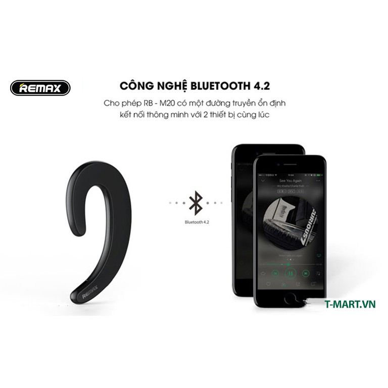 Tai nghe Bluetooth dẹt siêu mỏng Remax RB - T20