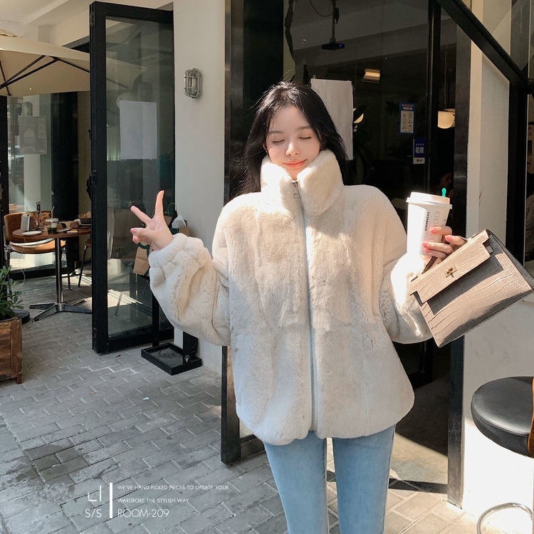 Áo khoác len cotton cổ đứng dáng dài phong cách Hàn Quốc thời trang cho nữ