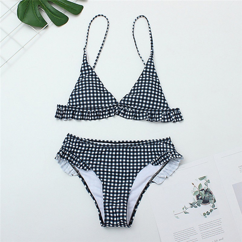 Bộ Bikini Hai Mảnh Họa Tiết Sọc Caro Có Mút Nâng Ngực Quyến Rũ Cho Nữ | BigBuy360 - bigbuy360.vn