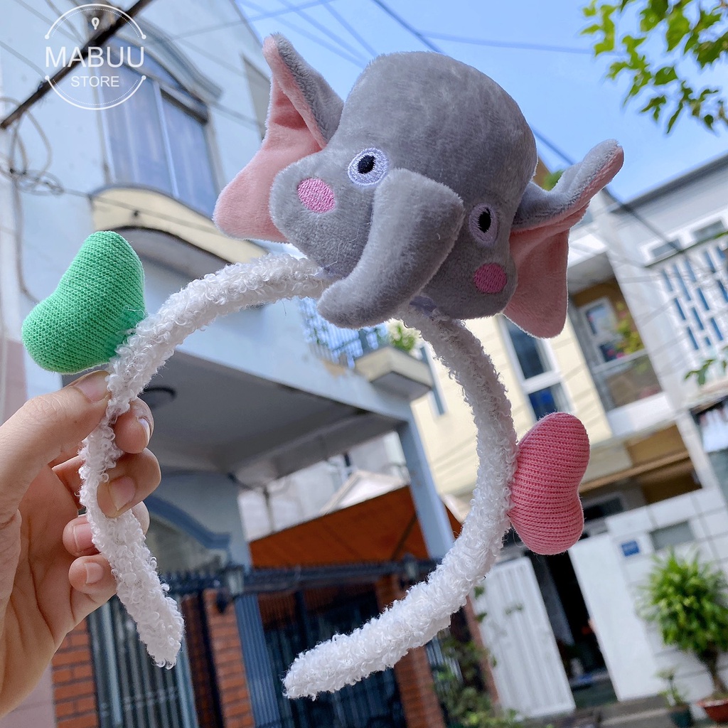 [Mã FAMARAL1 giảm 10K đơn 50K]Băng đô bờm Cài Tóc Hình Con Thú Hàn Quốc, Cài tóc hình con voi, con gấu, nơ đỏ