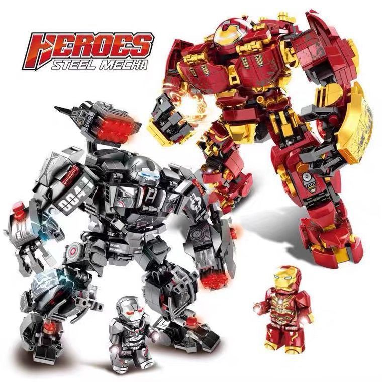 Tương thích với bộ xếp hình Lego cậu bé lắp ráp khối xây dựng Iron Man chống Hulk cho trẻ em đồ chơi robot biến