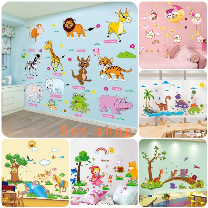 Tranh decal dán tường cho bé, nhiều mẫu và sẵn keo dán