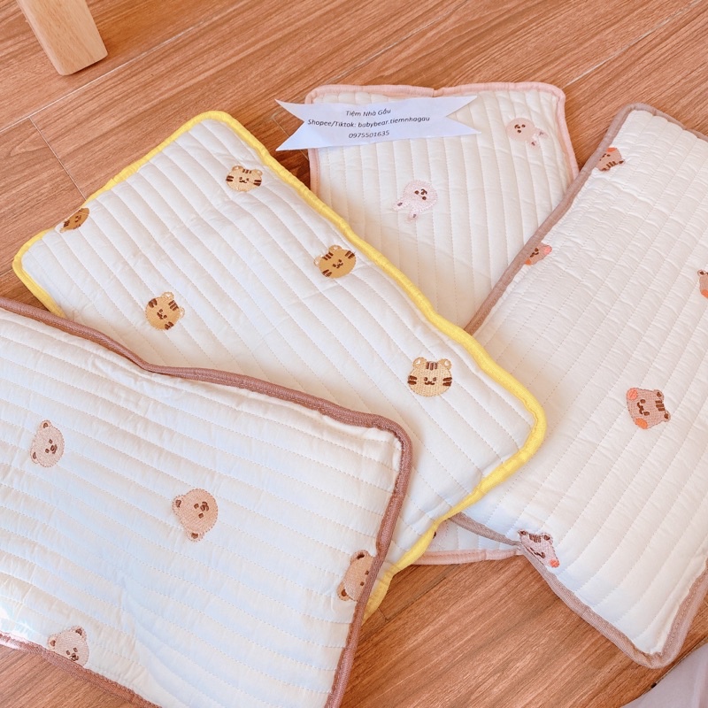 Gối Thêu Chữ Nhật Mặt Lưới 3D Phong Cách Hàn Quốc Cho Bé Sơ Sinh