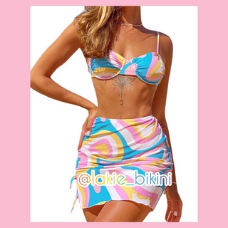 Bikini có gọng nâng ngực, bikini 2 mảnh gợi cảm kèm váy loang cover up