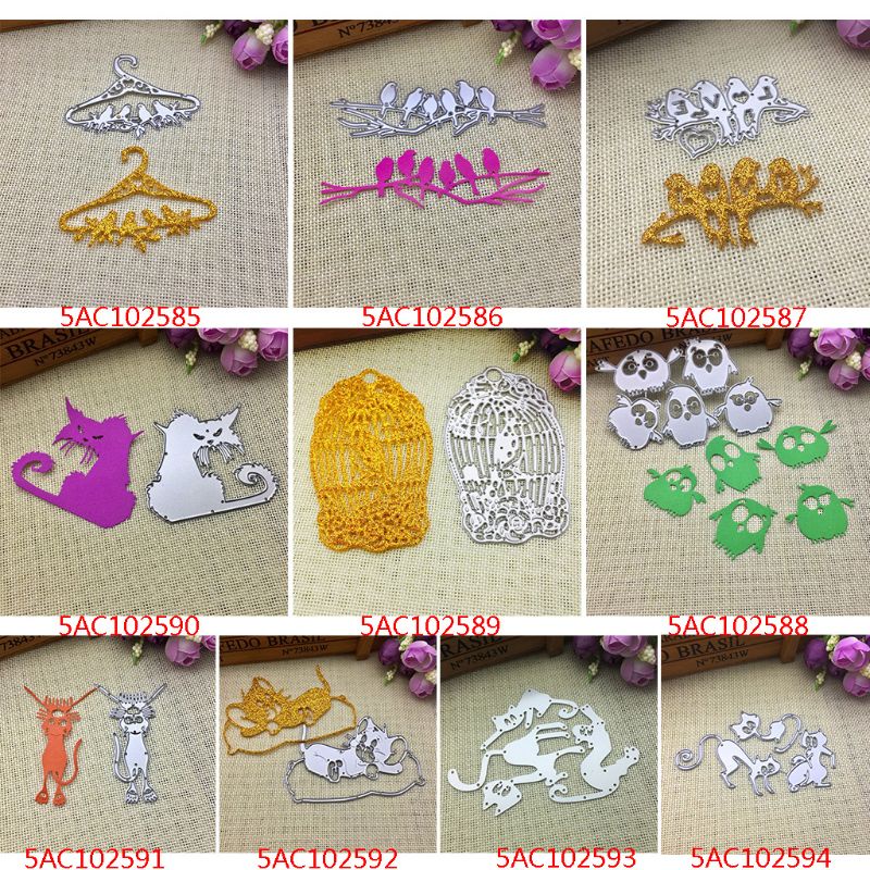 Khuôn Cắt Giấy Kim Loại Hình Chú Chim Trên Cành Cây Xinh Xắn