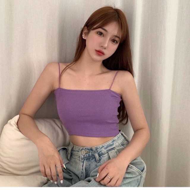 Áo hai dây sợi bún croptop đa năng siêu co giãn [Chất dày dặn hình tự chụp]