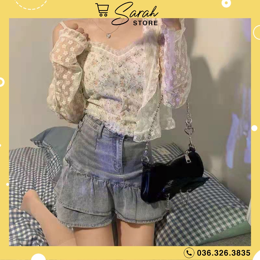 Áo Bra Ren 2 Dây Hoa Nhí Công Chúa Lolita Tiểu Thư Chun Lưng Co Dãn Siêu Xinh 1202