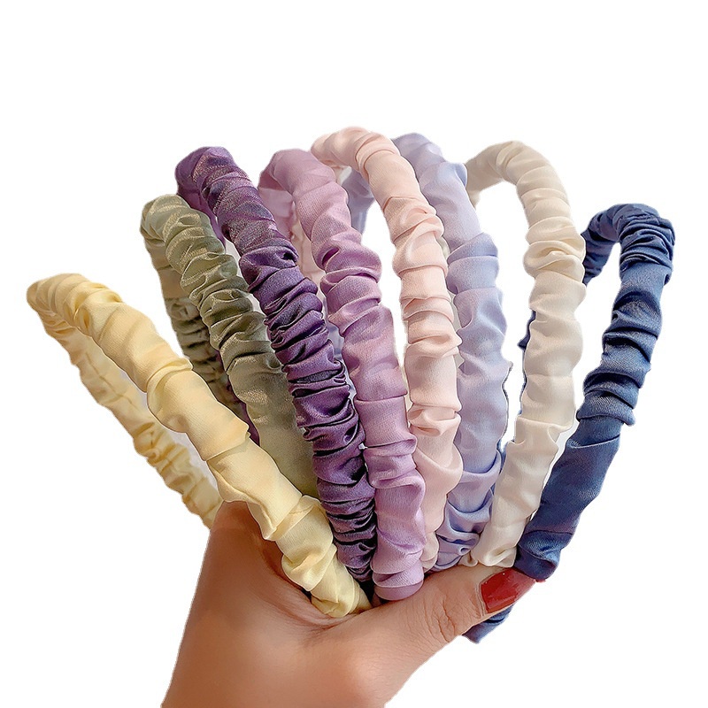 Băng Đô Vải Satin Gấp Nếp Màu Kẹo Ngọt Dễ Thương Thời Trang Cho Nữ 2021