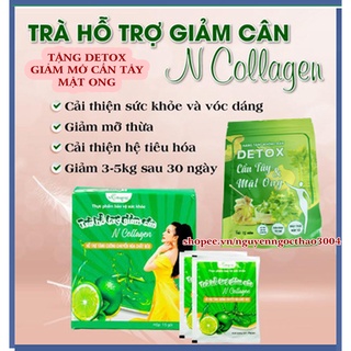 [Tặng Detox giảm mỡ] Hộp 15 gói Detox Trà Chanh Giảm Cân N Collagen CHÍNH HÃNG