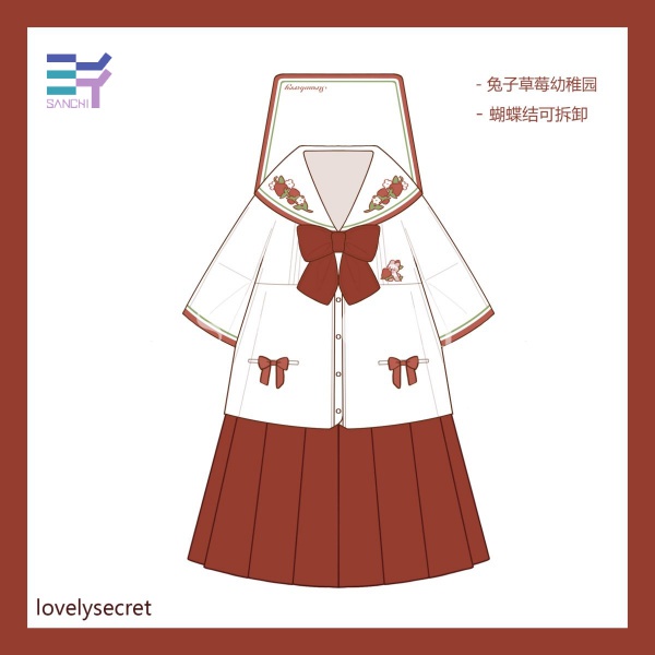 SANCHI Japanese school uniform set includes loose shirt + cute red pleated skirt girl | BigBuy360 - bigbuy360.vn