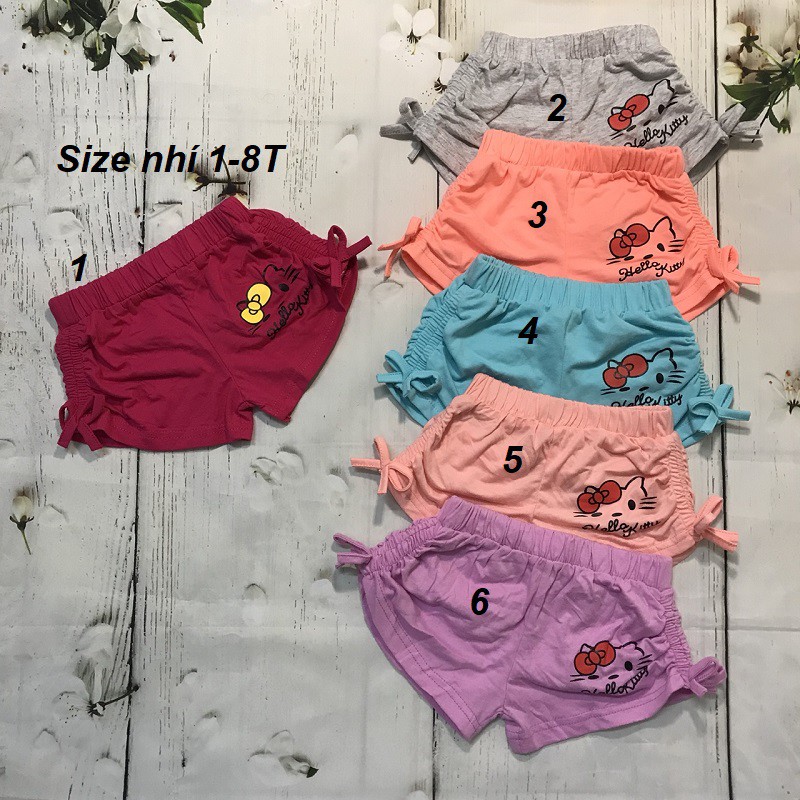 Quần đùi cotton rút dây 2 bên cho bé gái từ 10-40kg (1-13T) BGMH34